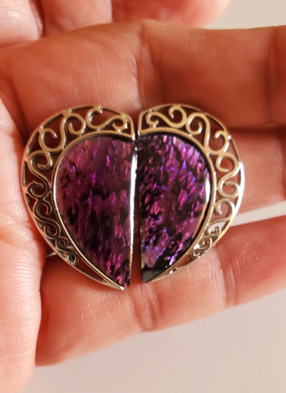 Vtg. Butler Purple Heart Clip-on Earrings